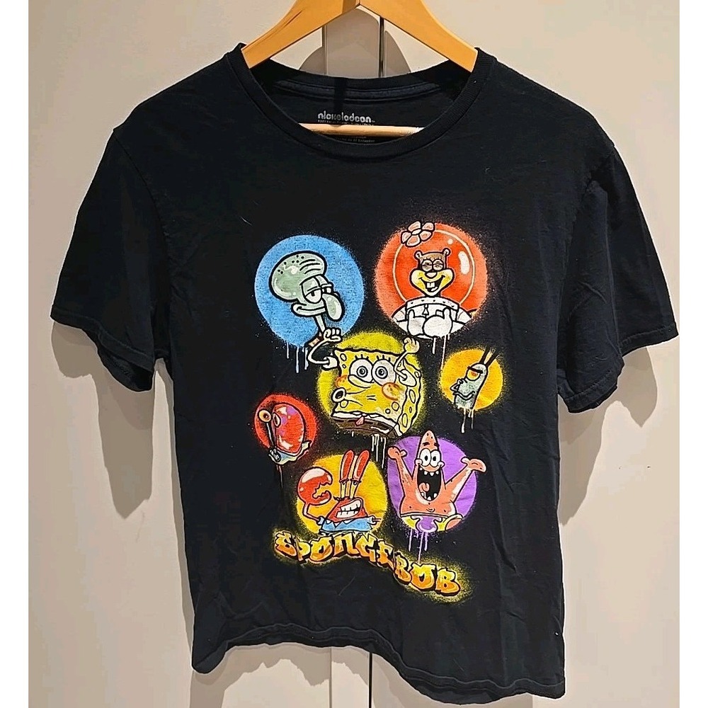 Nickelodeon Spongebob Squarepants Graphic T-Shirt Black Mens Squidward Crew‎ L